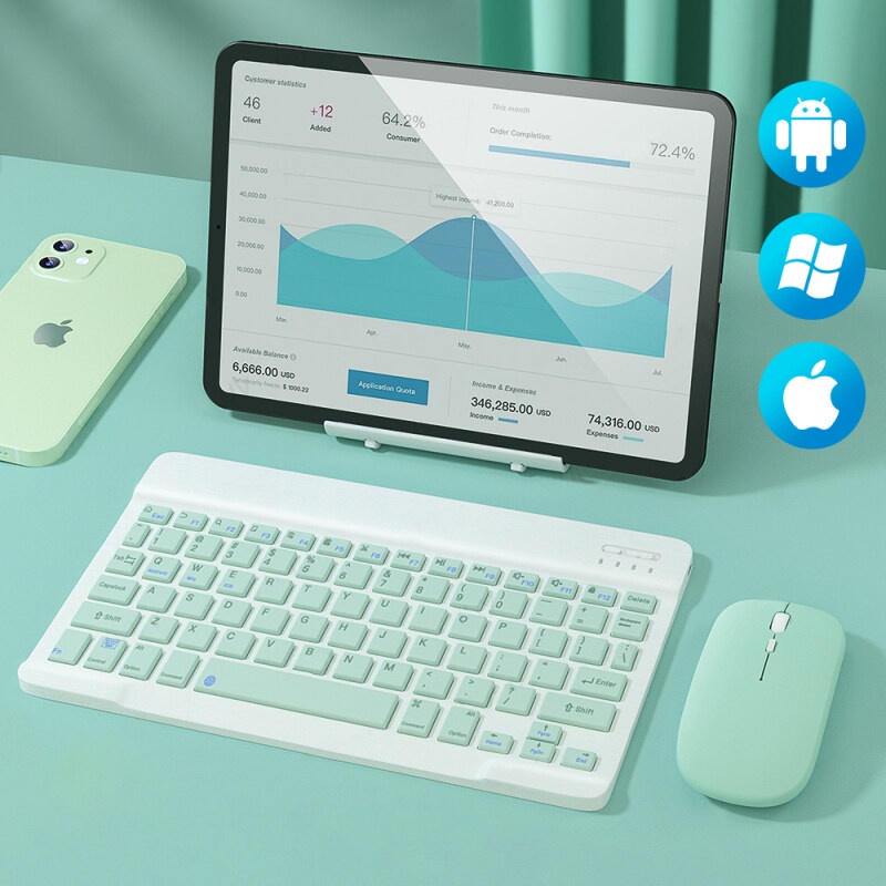 Mouse Keyboard Nirkabel Mini, Untuk for Apple IPad Xiaomi Samsung Huawei Oppo Phone Tablet Galaxy Tab Keyboard Nirkabel Untuk Android IOS Windows PC
