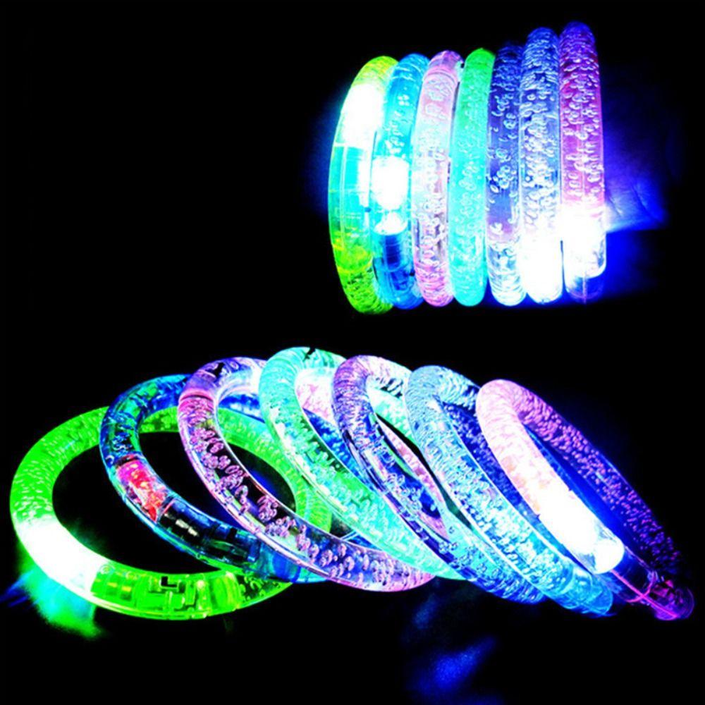 NEEDWAY Needway Flash Gelang Perlengkapan Pesta Warna-Warni Bercahaya Gelang Elektronik Led Flash Gelang Tali Pergelangan Tangan Glow In The Dark Mainan Anak Led Flash Color Bubble Bracelet