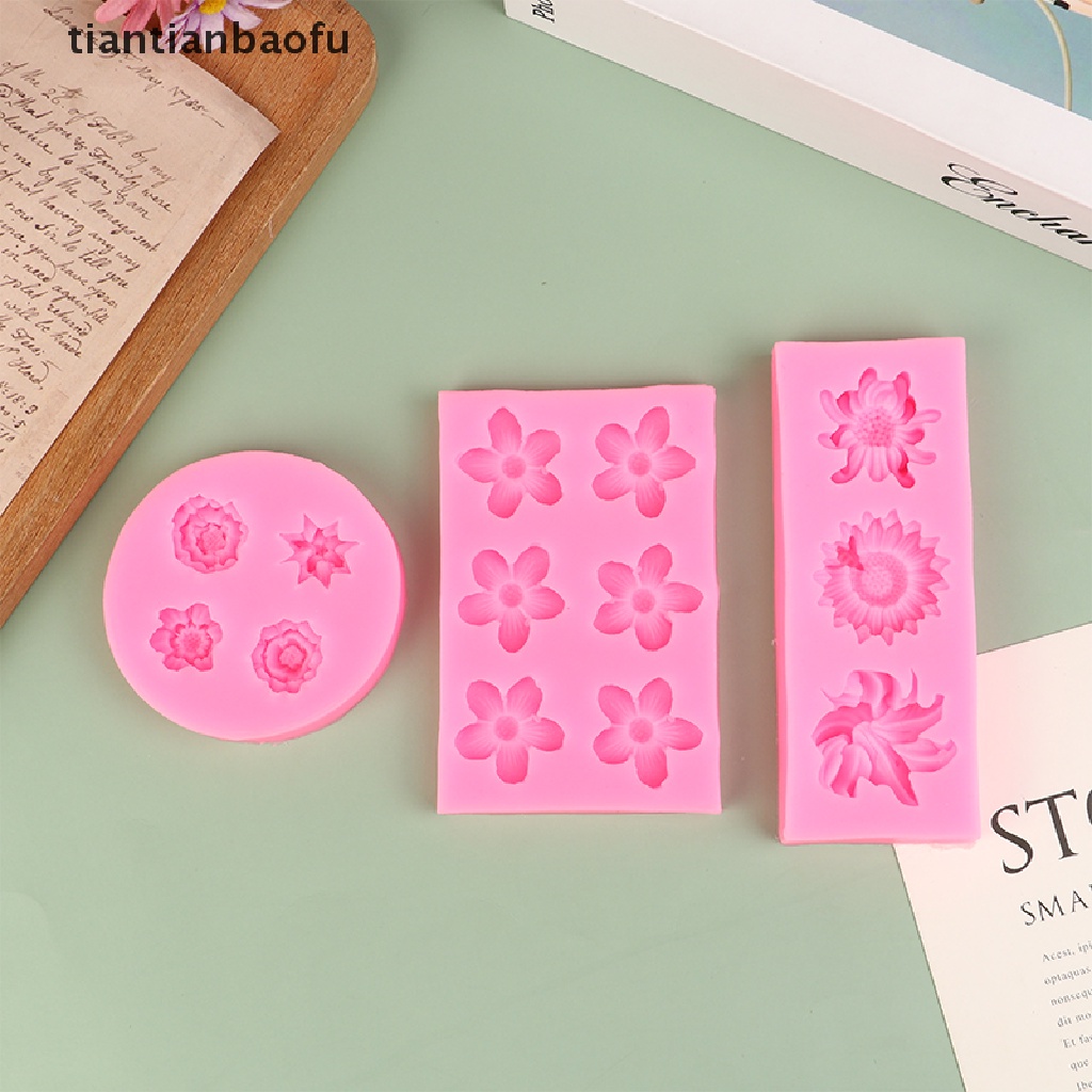 [tiantianbaofu] Mini Camellia Daisy Bunga Silikon Sugarcraft Cetakan DIY Baking Fondant Cetakan Butik