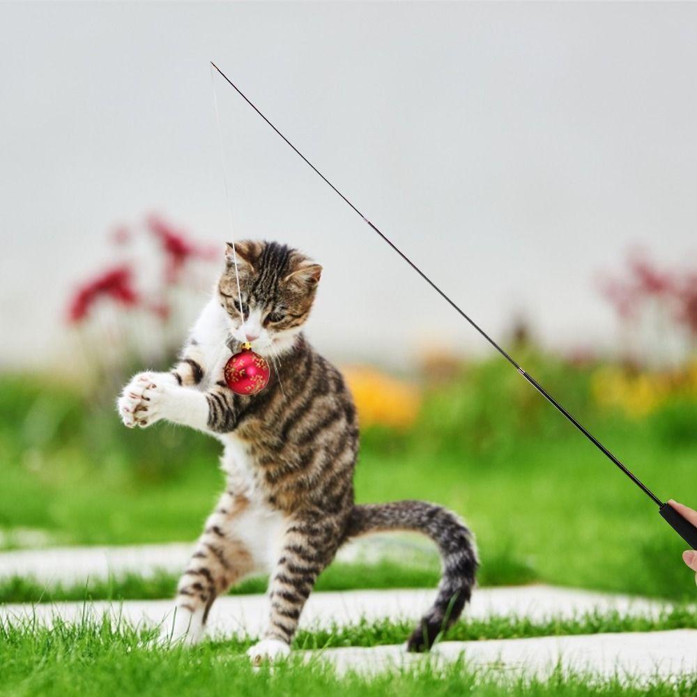 [Elegan] Tongkat Penggoda Kucing Stik Interaktif Kucing Plastik Warna-Warni Teleskopik Lucu