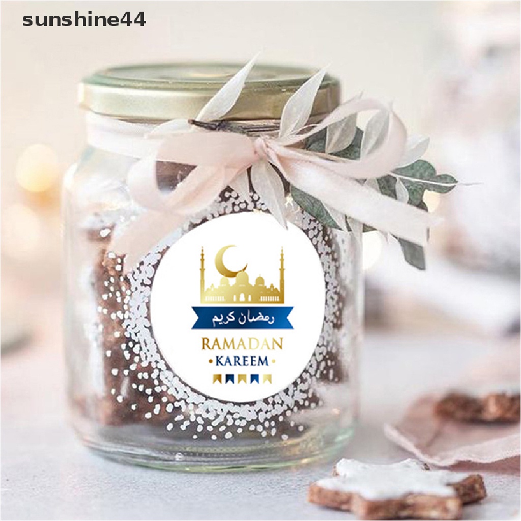 Sunshine 90pcs Sticker Bulat Eid Mubarak Gift Dessert Sealed Label Untuk Islam Muslim Lebaran ID