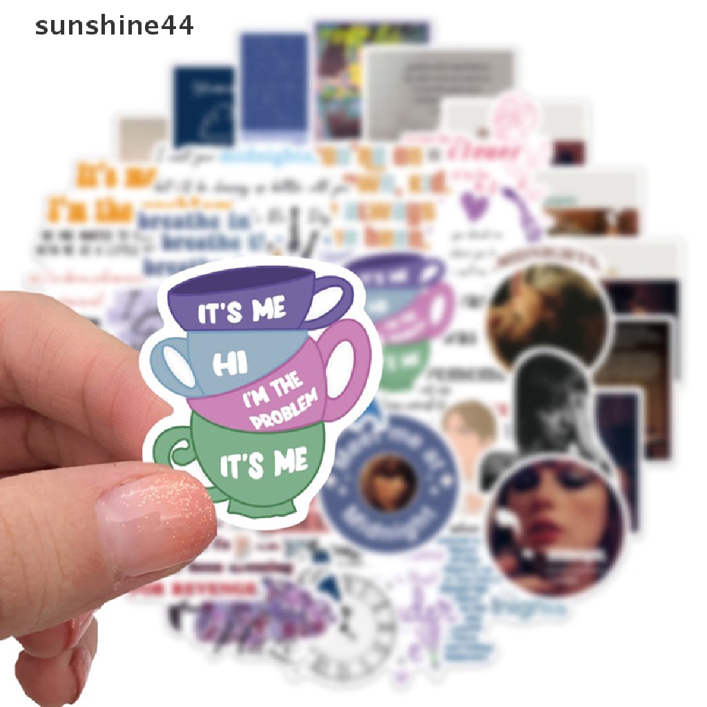 Sunshine 50PCS Campur Alison Swift Taylor Folk Song Stiker Laptop Gitar Skateboard Tahan Air Album Folklore Decal Sticker Pack Mainan Anak ID