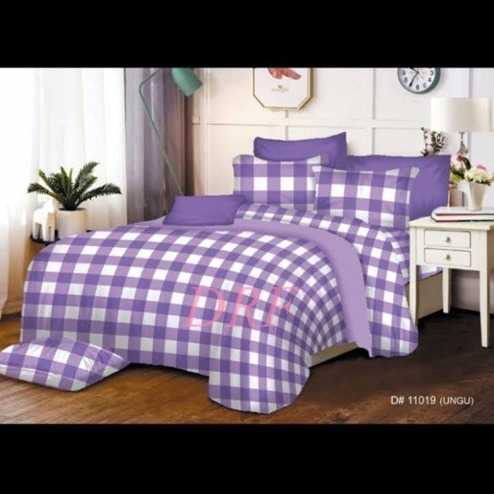 sprei kotak emily ungu home made 180x200