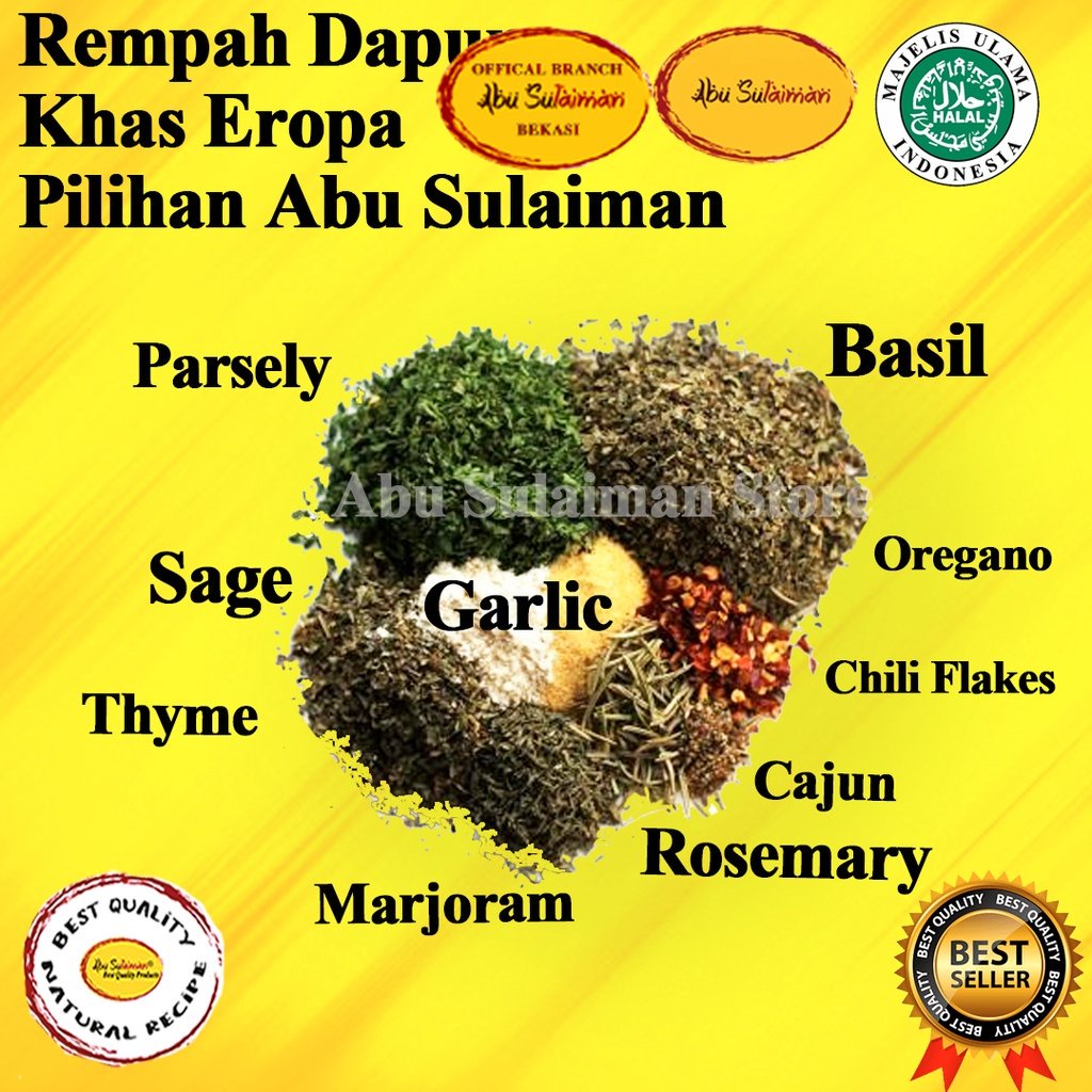 

Bumbu Dapur Rempah Khas Italia Daun Kering Thyme Oregano Rosemary Parsley Marjoram Basil Bay Leaves Cajun/ Italian Seasoning