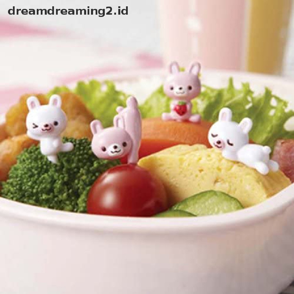 (hot) 8pcs Garpu Buah Hewan Anak Mini Kartun Snack Kue Dessert Makanan Tusuk Gigi Buah//