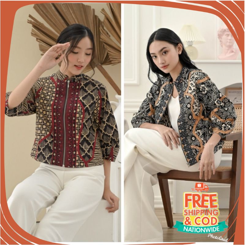 PROMO BIG SIZE JAKET BOMBER JUMBO/ Size Jumbo : Jaket Bomber Batik / Jaket Batik Wanita /Outer Batik