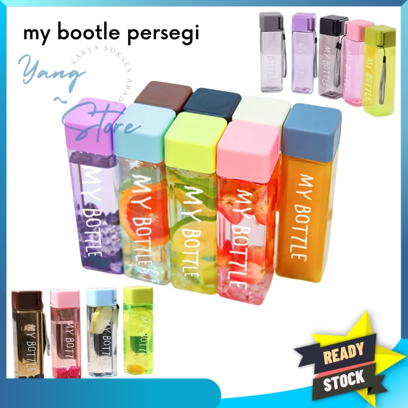 YGS -D211-  My bottle Persegi - Botol Minum Transparan Persegi -Mybottle Kotak Transparan Botol