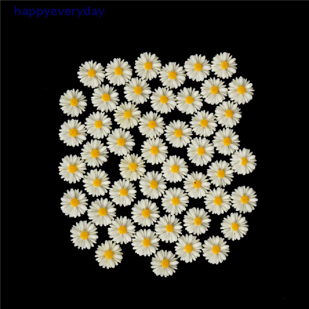 [happy] 50pcs Putih daisy Bunga resin flatback cabochon DIY Perhiasan Dekorasi  [ID] Baju Kaos Distro Pria Wanita Lengan Panjang [ID]