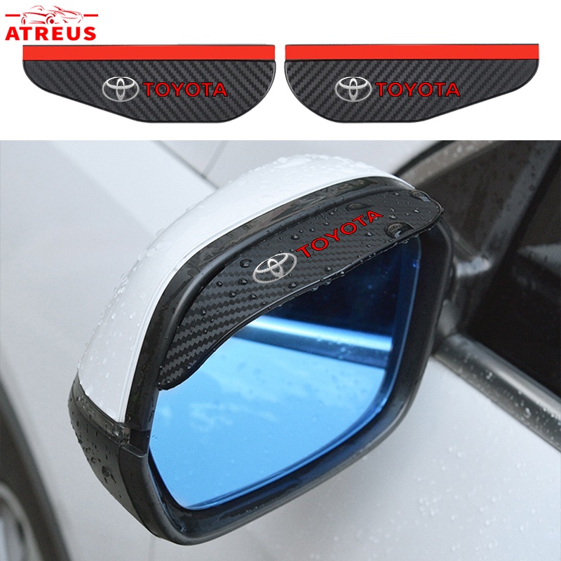 2pcs Toyota Carbon Fiber Kaca Spion Mobil Alis Hujan Rainproof Cover Untuk Avanza Rush Kijiang Innova Razie Yaris Wish Corolla Cross