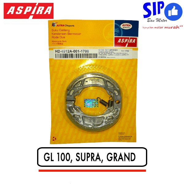 Kampas Rem Belakang Aspira Grand, Supra, Legenda, GL 100 Pirodo