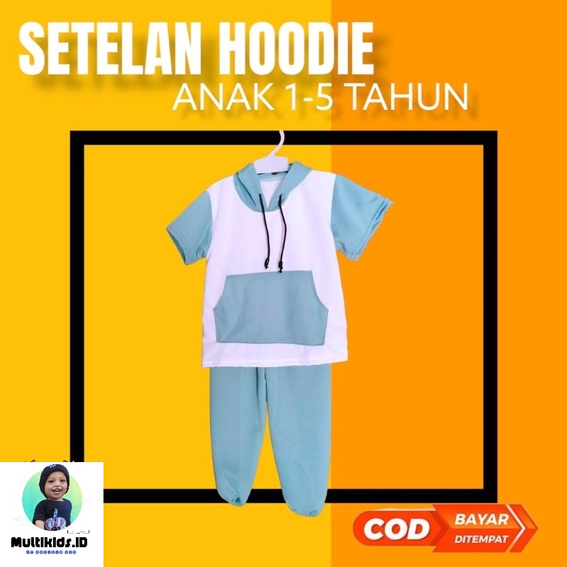 setelan anak unisex lengan panjang trendy hoodie tebal premium 1-5 tahun