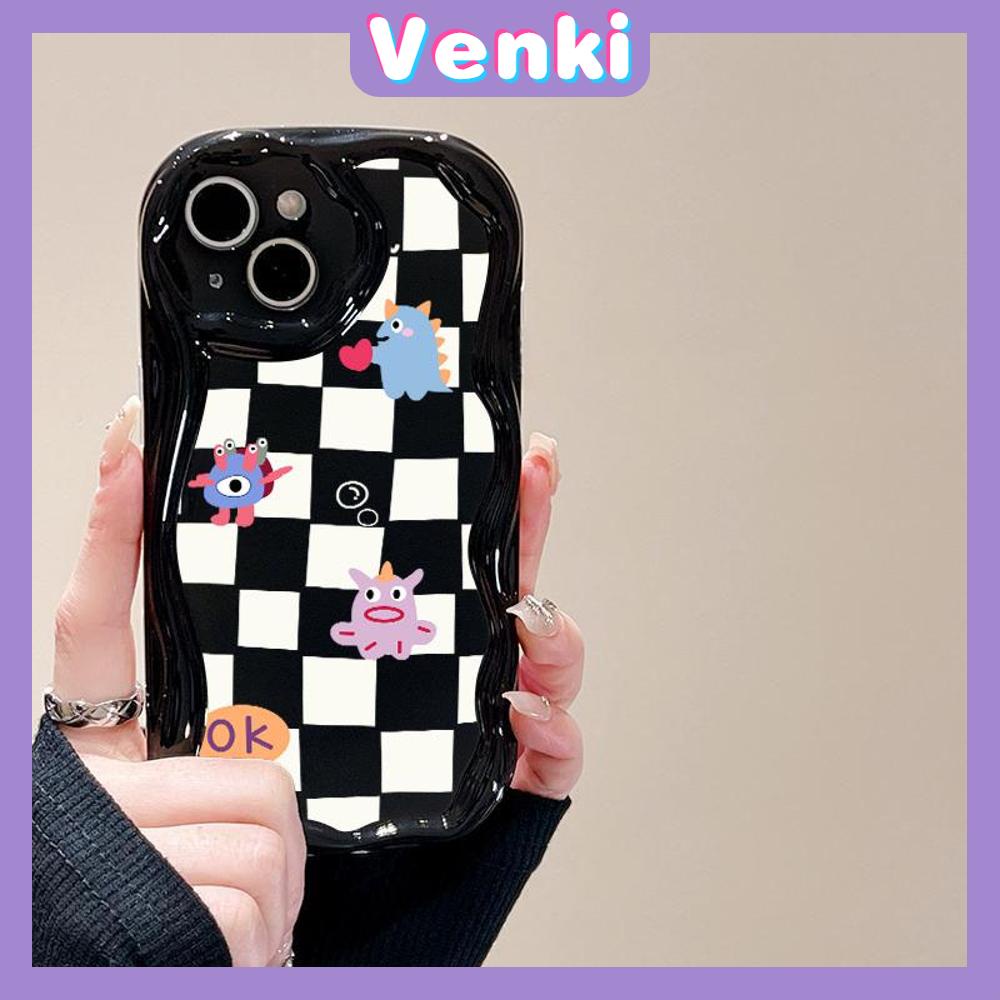 Case for iPhone 11 Pro Max TPU Soft Glossy Curved Wave Case Classic Checkerboard Camera Protection Shockproof For iPhone 14 13 12 11 Plus Pro Max 7 Plus X XR