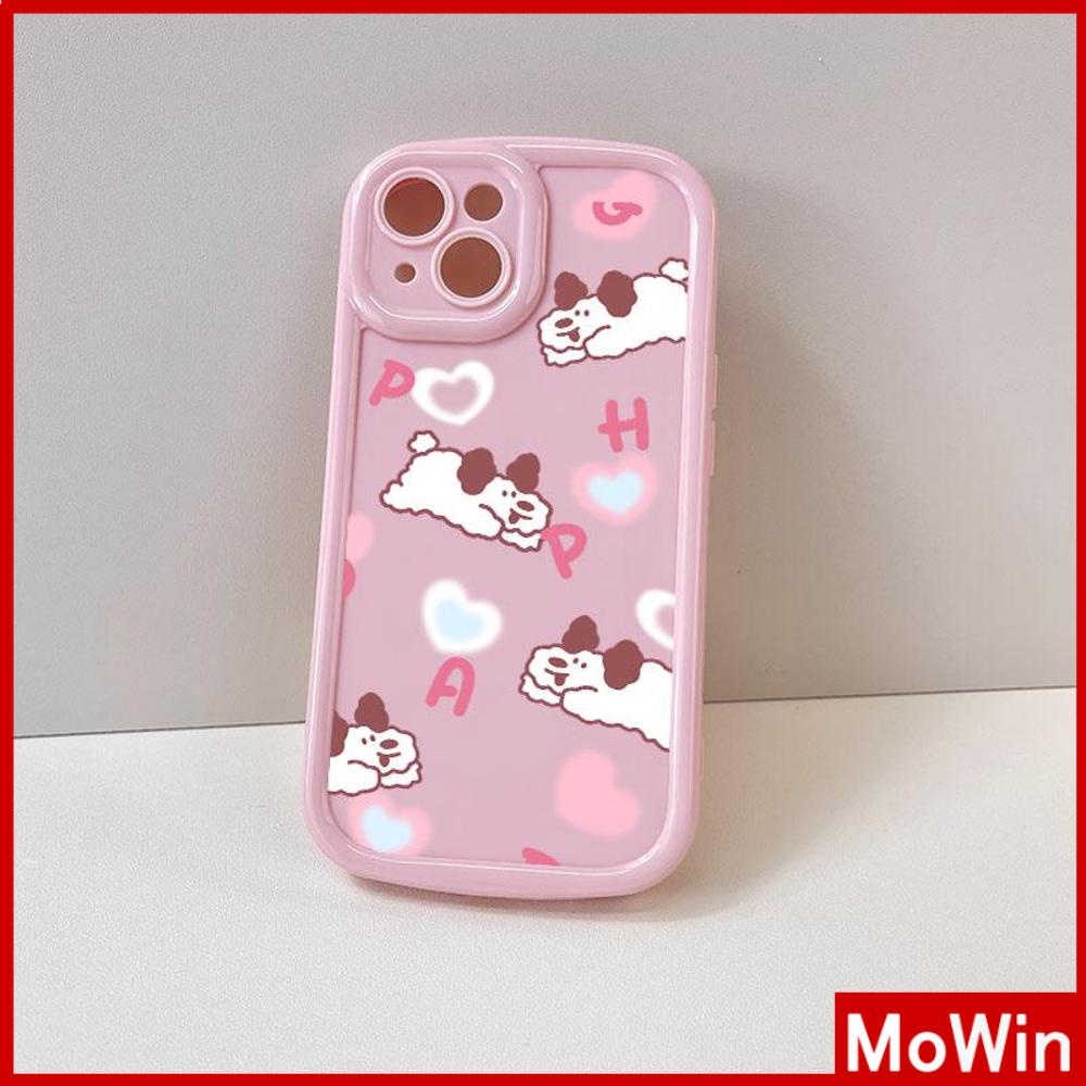 For iPhone 14 Pro Max iPhone Case Cream Pink TPU Soft Case Camera Cover Airbag Shockproof Cute Cartoon Puppy Compatible with iPhone 13 Pro max 12 Pro Max 11 Pro Max xr xs max 7Plus