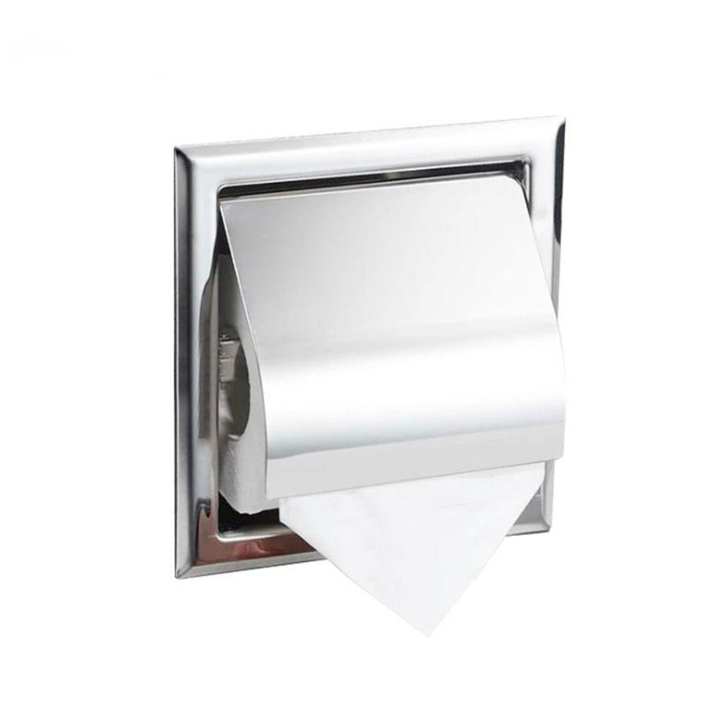 [Elegan] Tissue Box Stainless Steel 1Pcs Aksesori Kamar Mandi Dengan Penutup Tertanam Concealed Toilet Paper Holder