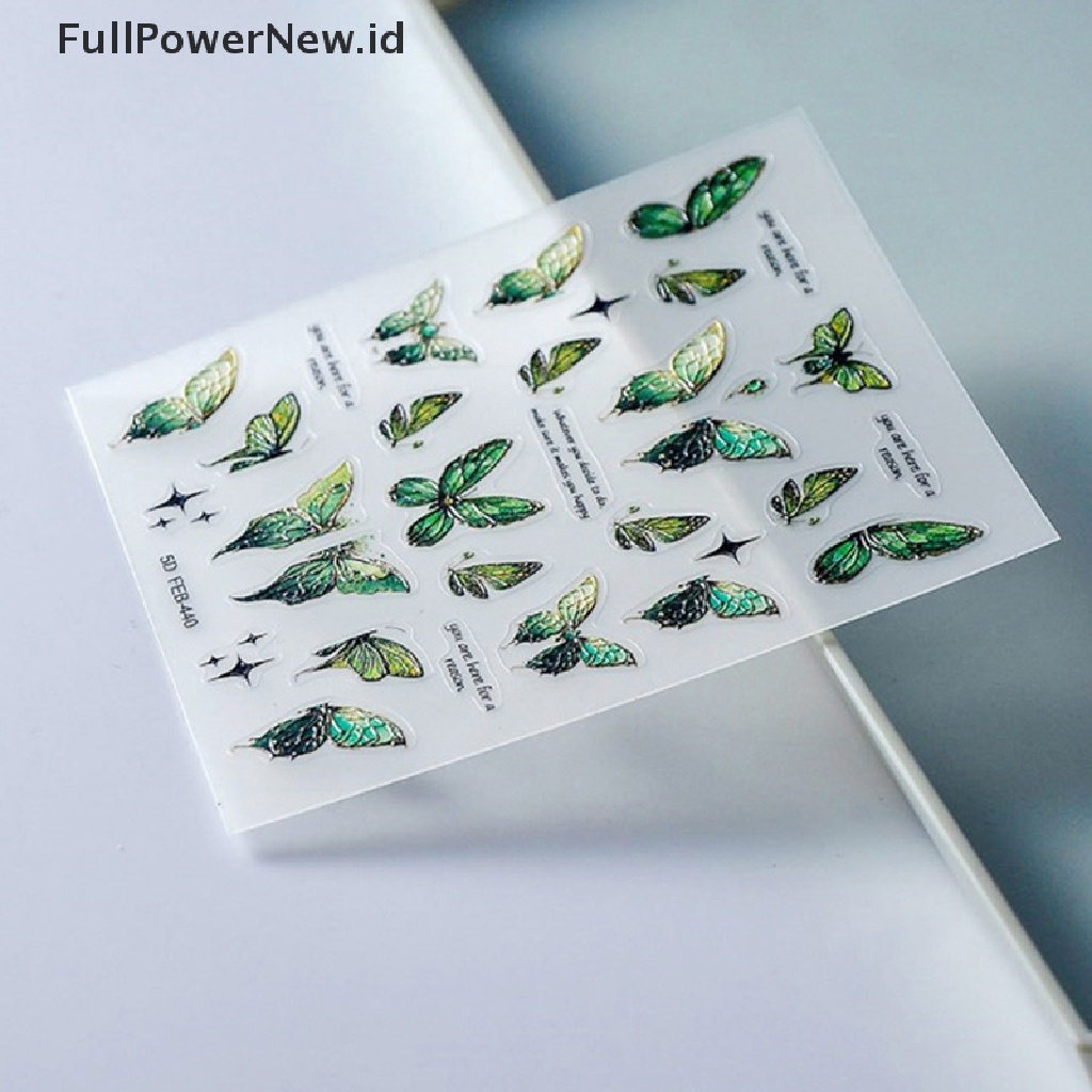 Power 1lembar 5D Gradien Stiker Kuku Kupu-Kupu Adheisve Nail Art Stickers ID