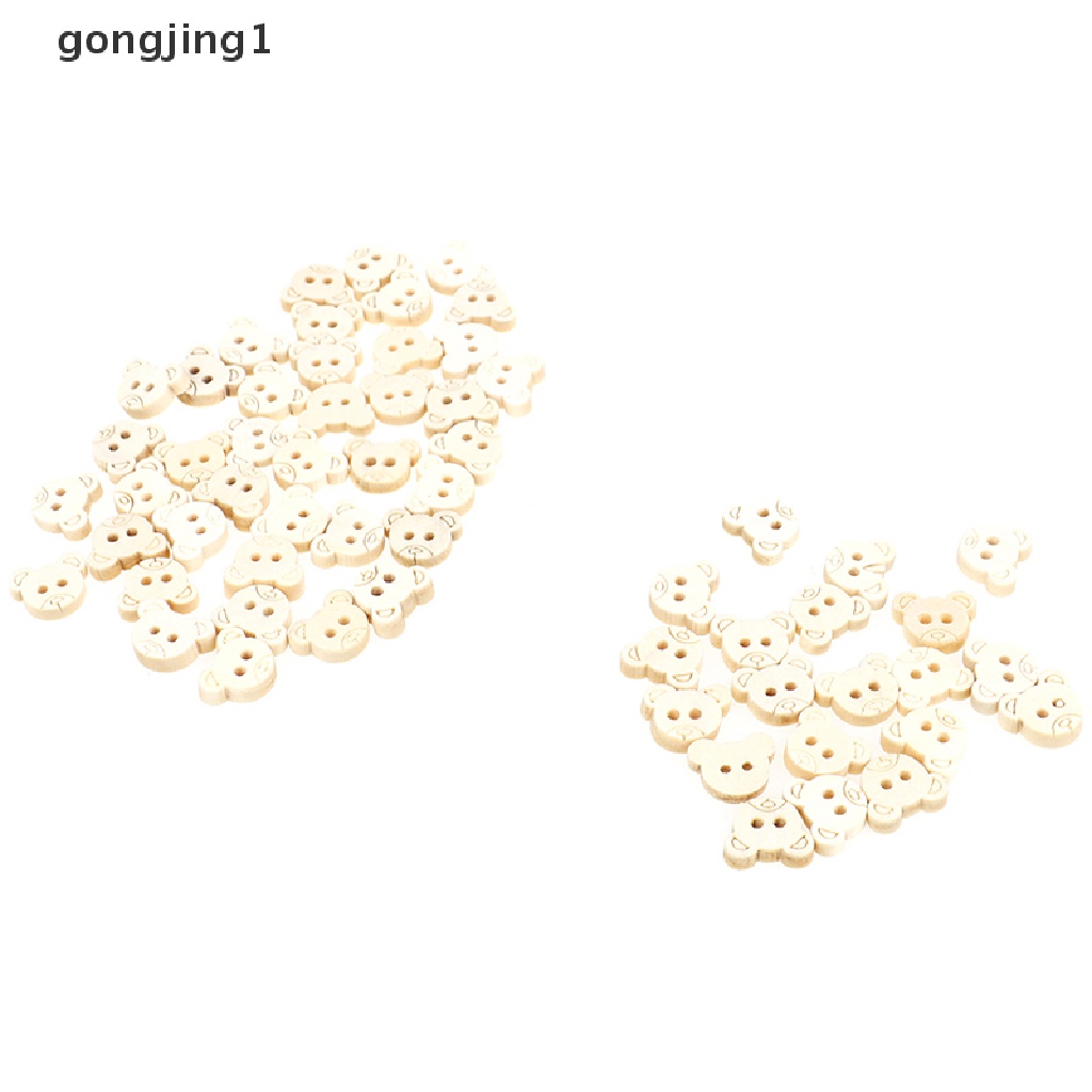 Ggg 20pcs Teddy Bear Ch 2lubang Kancing Jahit Kayu Untuk Anak 13x11mm ID