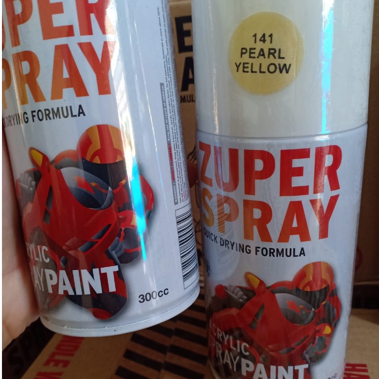 Zuper Spray Paint Pilok Pilox Cat Semprot Warna Mutiara / Pearl 300ml - Pearl White, Yellow, Green, Blue, Pink, Violet, Orange, Gold dan Grey (300cc)