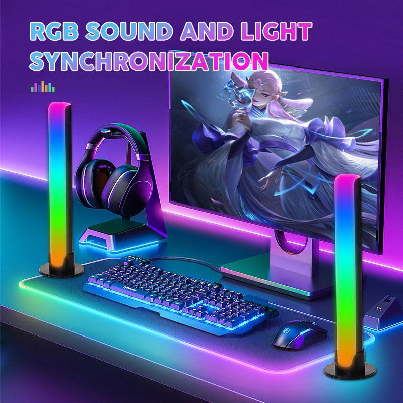 RGB Music Sound Control LED Strip Light Bluetooth App Pickup Voice Activated Rhythm Ambient Bar Lamp for Night TV Computer