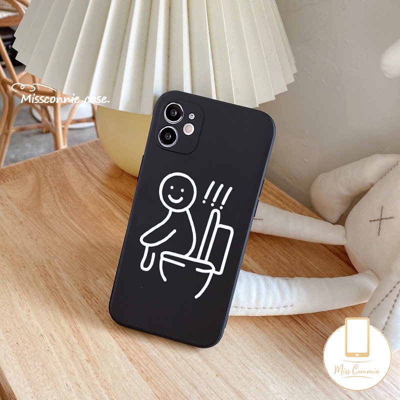 IPHONE Case Karakter Garis Lucu Imut Kreatif Kompatibel Untuk Iphone11 13 12 14 Pro Max6 7 8 6S Plus X XR XS Max 7Plus SE 2020 Couple Soft Tpu Straight Edge Back Cover