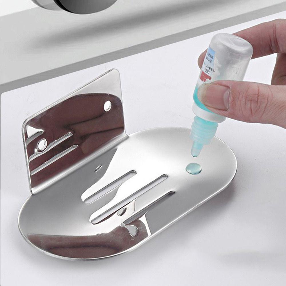 Populer Kotak Sabun Perekat Diri304 Stainless Steel Tempat Sabun Rak Penyimpanan Sabun