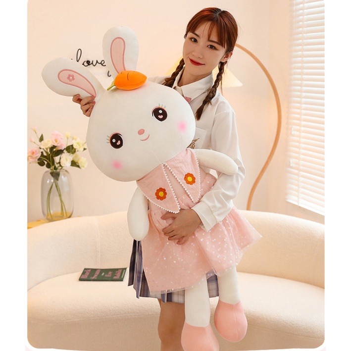 40/65cm Sweetheart Rabbit Plush Toy Little White Rabbit Bantal Tidur Kain Boneka Gadis Lucu