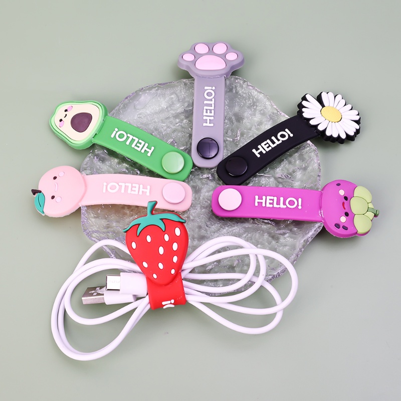 Cute Fruit Flower Silicone Cable Winder Kabel Multifungsi Organizer Bookmark Headset Data Line Alat Penyimpanan Pelindung Kabel