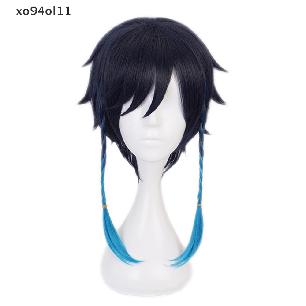 Xo Game Genshin Impact Venti Gradient Blue Cosplay Wig Braided Rambut Sintetis OL