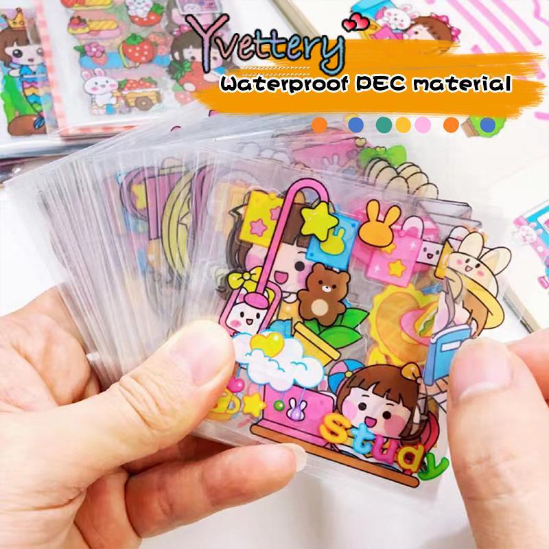 

❤️COD Bahan Scrapbook Stiker Gadis Lucu DIY Pola Kecil Stiker Cangkir Air Transparan Tahan Air-Yy