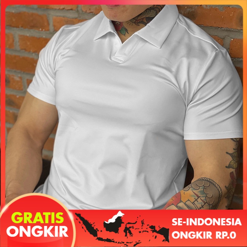 Kemeja Pria Kemeja Lengan Pendek Pria| Baju    Korea Hemming Tren Kasual Putih Cepat Kering