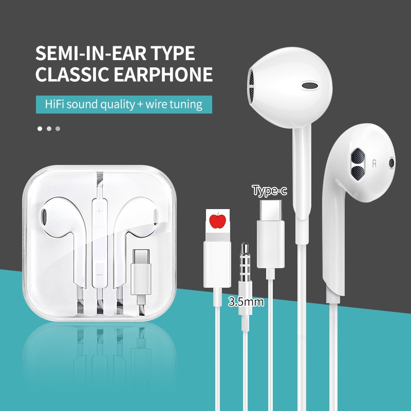 Headset In-Ear Wired Headset Wired Earphone / with Mic Universal Phone / 3.5mm / Type-c/Lightning with Box