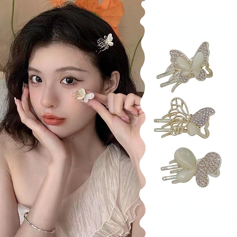 [Unggulan] Aksesoris Styling Rambut Untuk Wanita Tren Aksesoris Rambut Kupu-Kupu Sisi Klem Hiasan Kepala Mutiara Kecil Pin Rambut Cat Eye Butterfly Hair Clips Fashion cute Hair claw