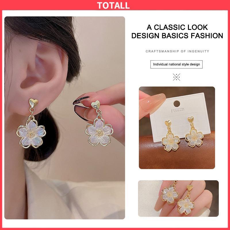 COD Anting Stud Kristal Bunga Bahan Akrilik Fashion Korea Gaya Untuk Wanita-Totall