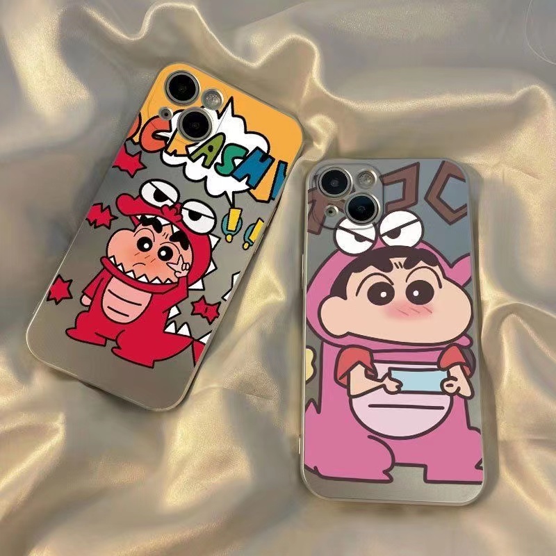 IPHONE Shin Chan Casing Ponsel Kompatibel Untuk Iphone11 14 13 12 Pro Max XS XR X8+76S Plus Mini Soft Casing Silikon Electroplate TPU Shockproof Cover