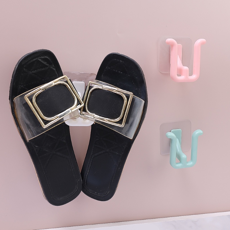 Kepribadian Serbaguna Sandal Kait Self-adhesive Punch Free Multi-use Shoes Holder Removable Rak Tempel Dinding Rumah Organizer Perlengkapan Kamar Mandi