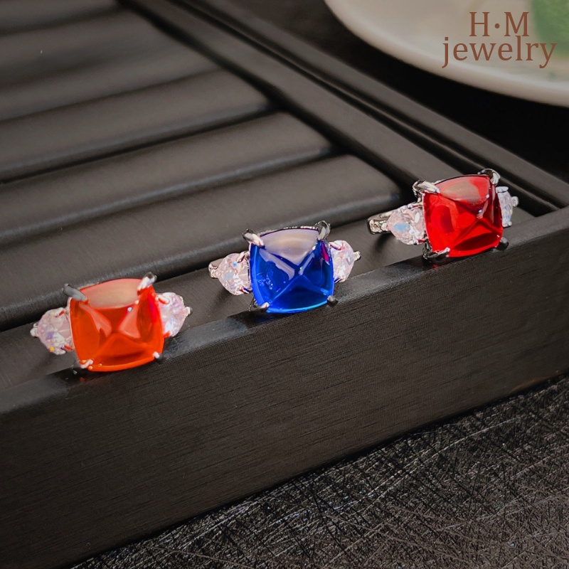 Cincin Menara Gula Safir Minimalis Fanta Color Sugar Tower Potong Permata Permata Berwarna Ornamen