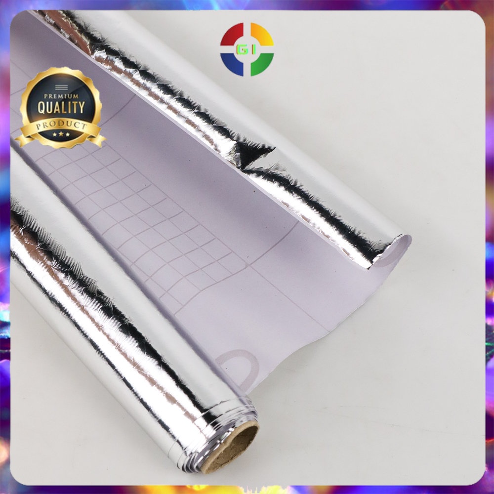 Wallpaper Aluminium Foil Anti Minyak Waterproof 100x60 cm Cubic Silver