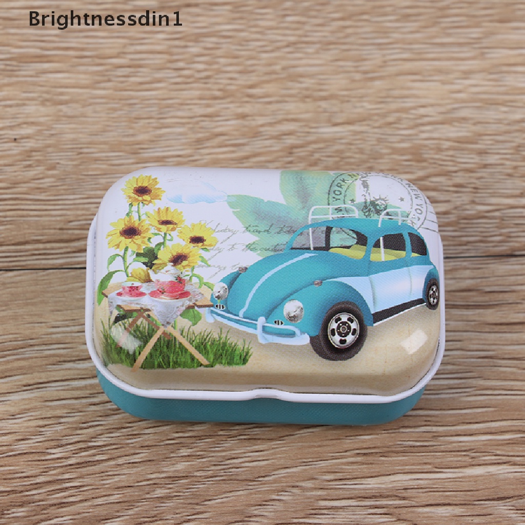 [Brightnessdin1] Tempat Penyimpanan Kaleng Mini Wadah Organizer Penutup Flip Perhiasan Permen Kotak Kecil Butik