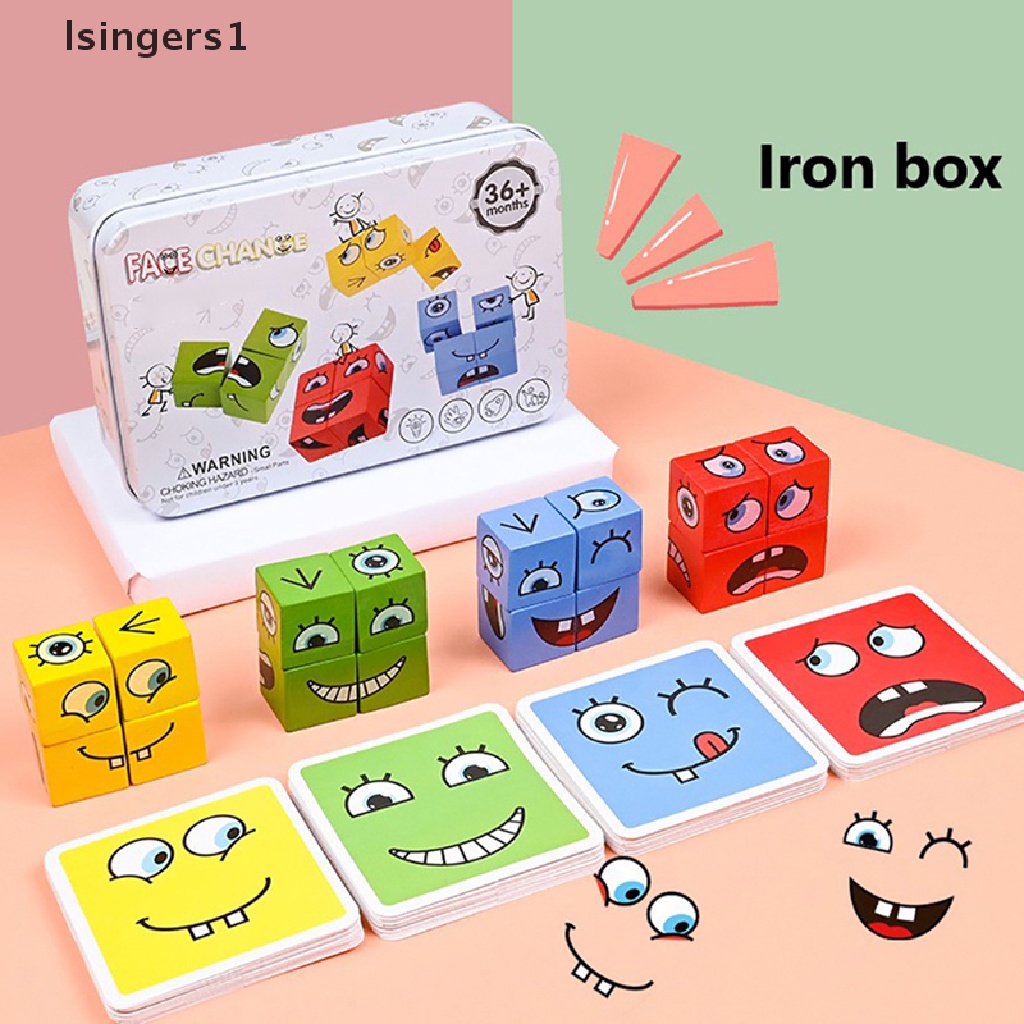 [lsingers1] Mainan Edukasi Anak Emosi Ubah Ekspresi Puzzle Cube Table Games Butik