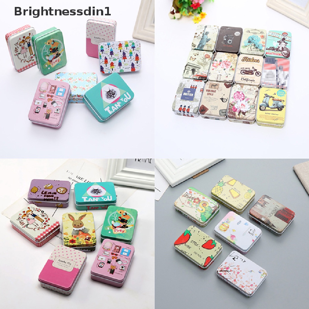 [Brightnessdin1] Mini Tin Box Kaleng Kosong Dengan Tutup Portable Rectangular Wadah Penyimpanan Kecil Butik