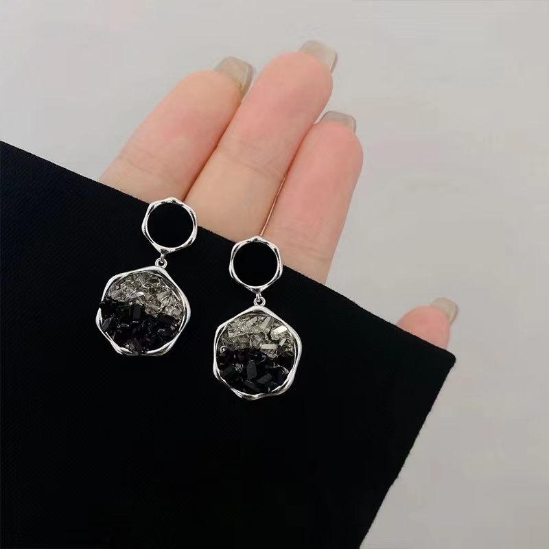 Anting Kristal Hitam Perak S925 2023anting Baru Perempuan