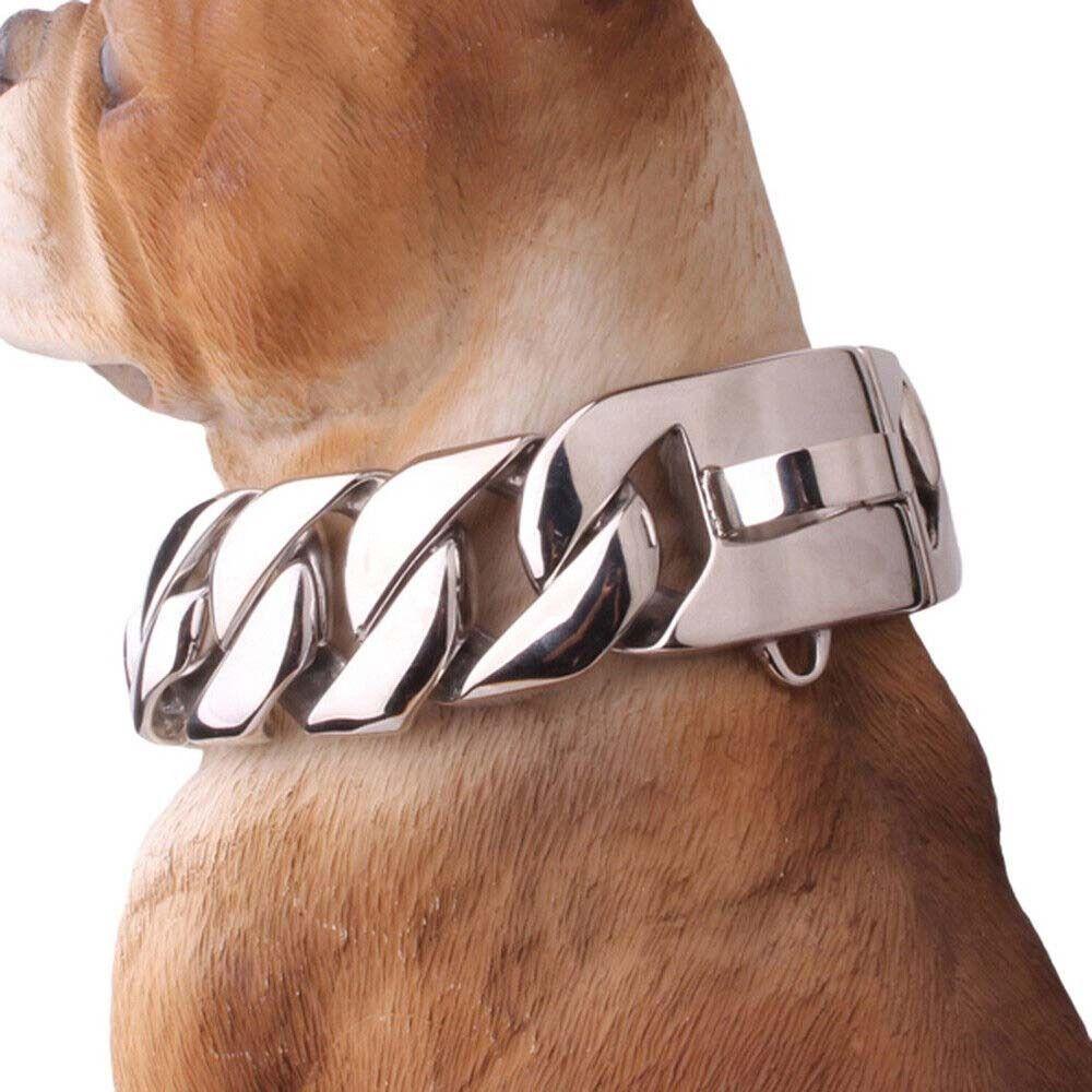 [Elegan] Pet Kerah Stainless Steel Cathrow Kuat Untuk Anjing Besar Golden Silver Rantai Emas Besar Perlengkapan Hewan Peliharaan