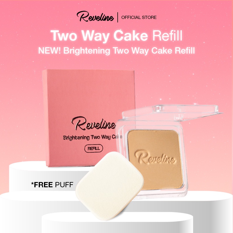 REVELINE REFILL Brightening Two Way Cake with Puff - Isi Ulang Bedak Padat TWC