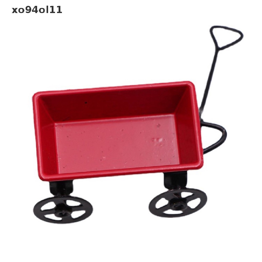 Xo Keranjang Penarik Kecil Metal Merah1: 12mini Lucu Rumah Boneka Mainan Hadiah Ornamen Miniatur Taman Furniture Accessorie OL