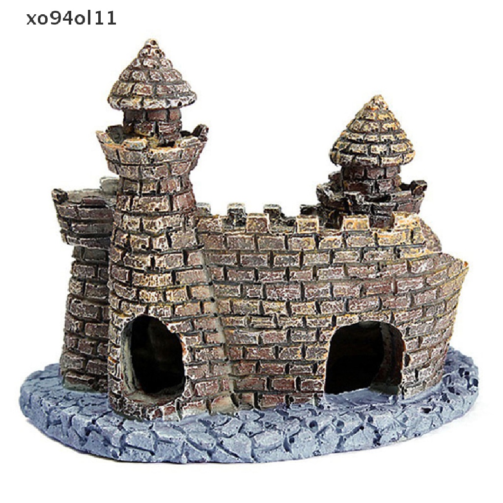 Xo Polyresin Tower Castle Aquarium Ornamen Aksesoris Dekorasi Ikan New OL