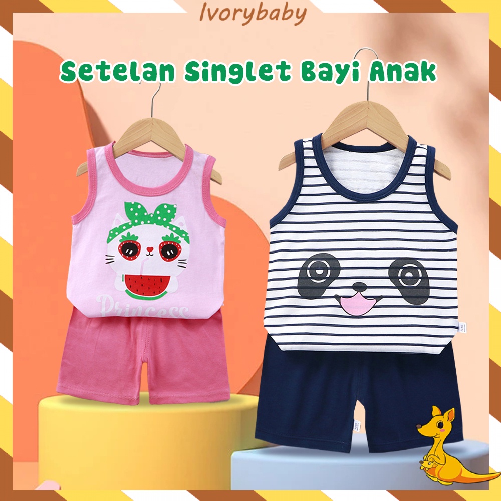 Ivorybaby Pakaian bayi anak set Baju anak tanpa lengan Baju tidur bayi anak