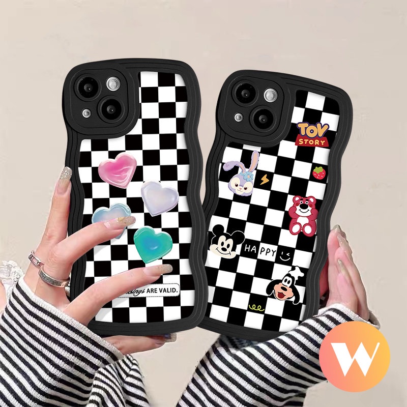 Kartun Toy Story Checkerboard Love Heart Casing Realme C35 C21Y C30 C15 C11 C20 C25s C55 C33 C20A C25 C3 C17 C25Y C12 8Pro 5s 8i 5i 10 9 Pro+7i 8 9i 56i 7 Wavy Edge Soft Case