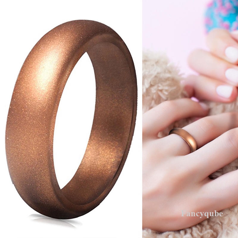 Wanita Bernapas Pola Eternity Silikon Cincin Kawin Pernikahan Band Anniversary Rings