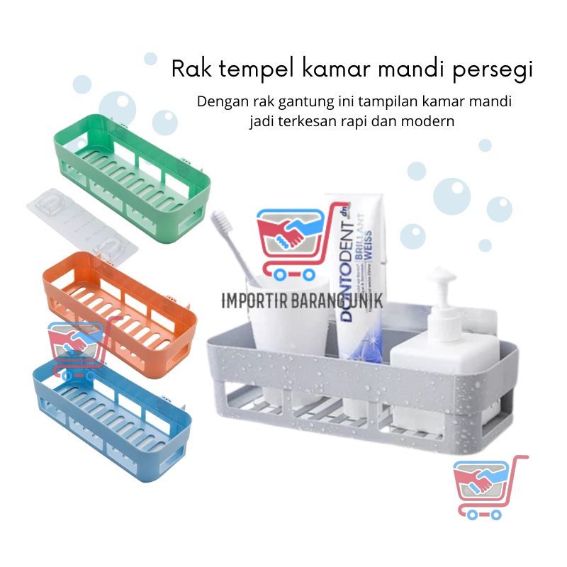 IMB - D204-Rak Tempel Tanpa Paku - Rak Kamar Mandi Tempel - Rak Kamar Mandi Persegi Panjang