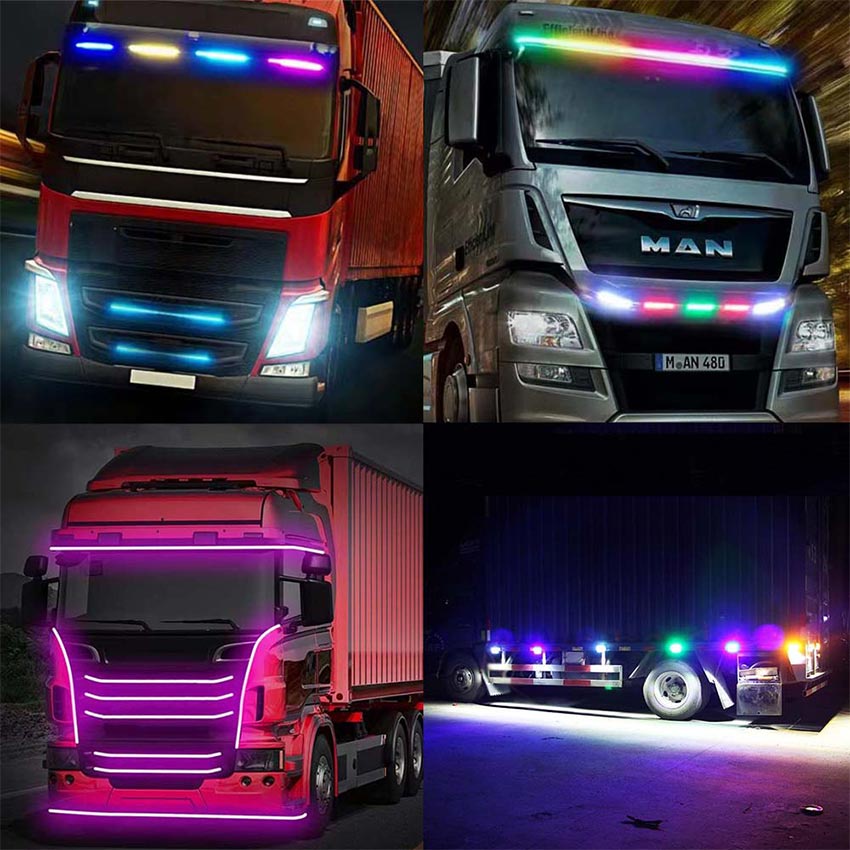 2.4m Kaca Depan Bus Truk Lampu Led Strip Variasi RGB Running Fleksibel 12volt Strobo Banyak Mode