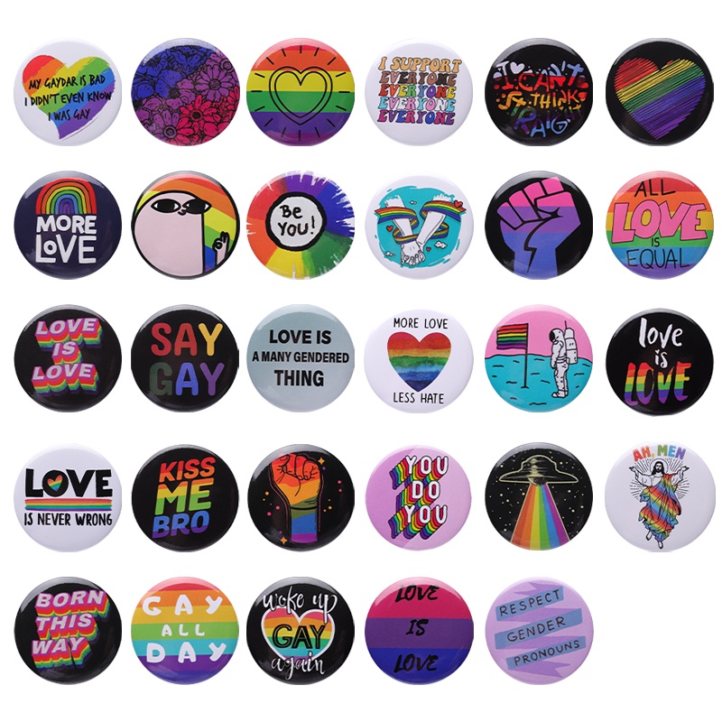 44mm Tinplate Bros Seri LGBT Ransel Lencana Rainbow Lapel Pin Hadiah Untuk Teman Aksesoris Pakaian